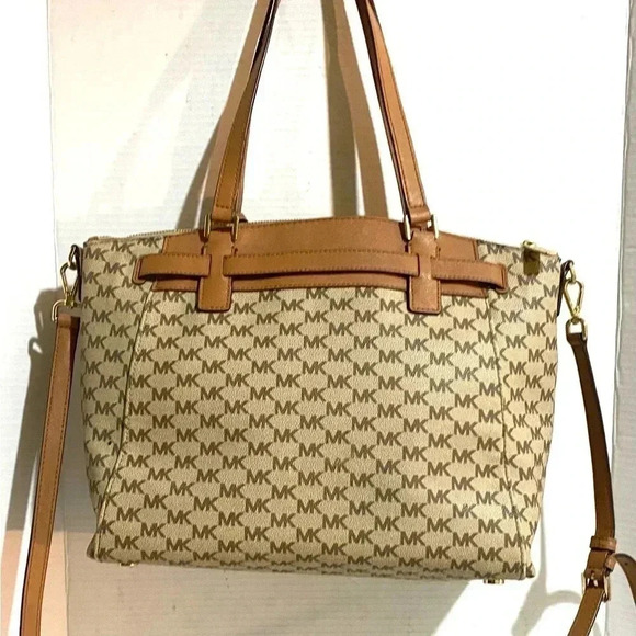 Michael kors MK signature print canvas satchel handbag - Picture 9 of 12